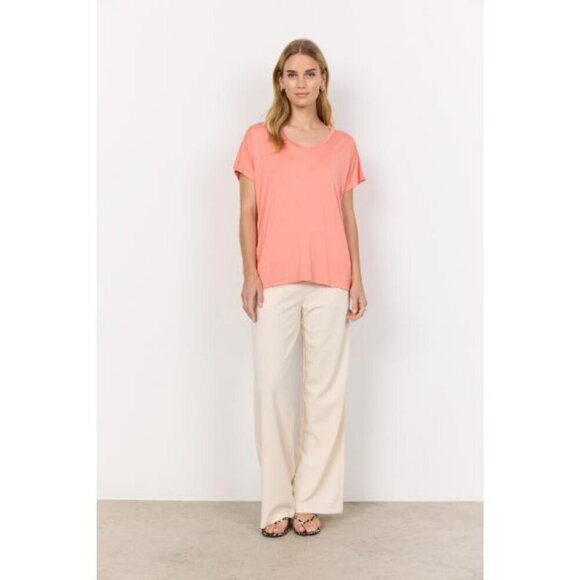 NWT SOYA CONCEPT Marica 32 Peach Vneck T-Shirt - Picture 2 of 5